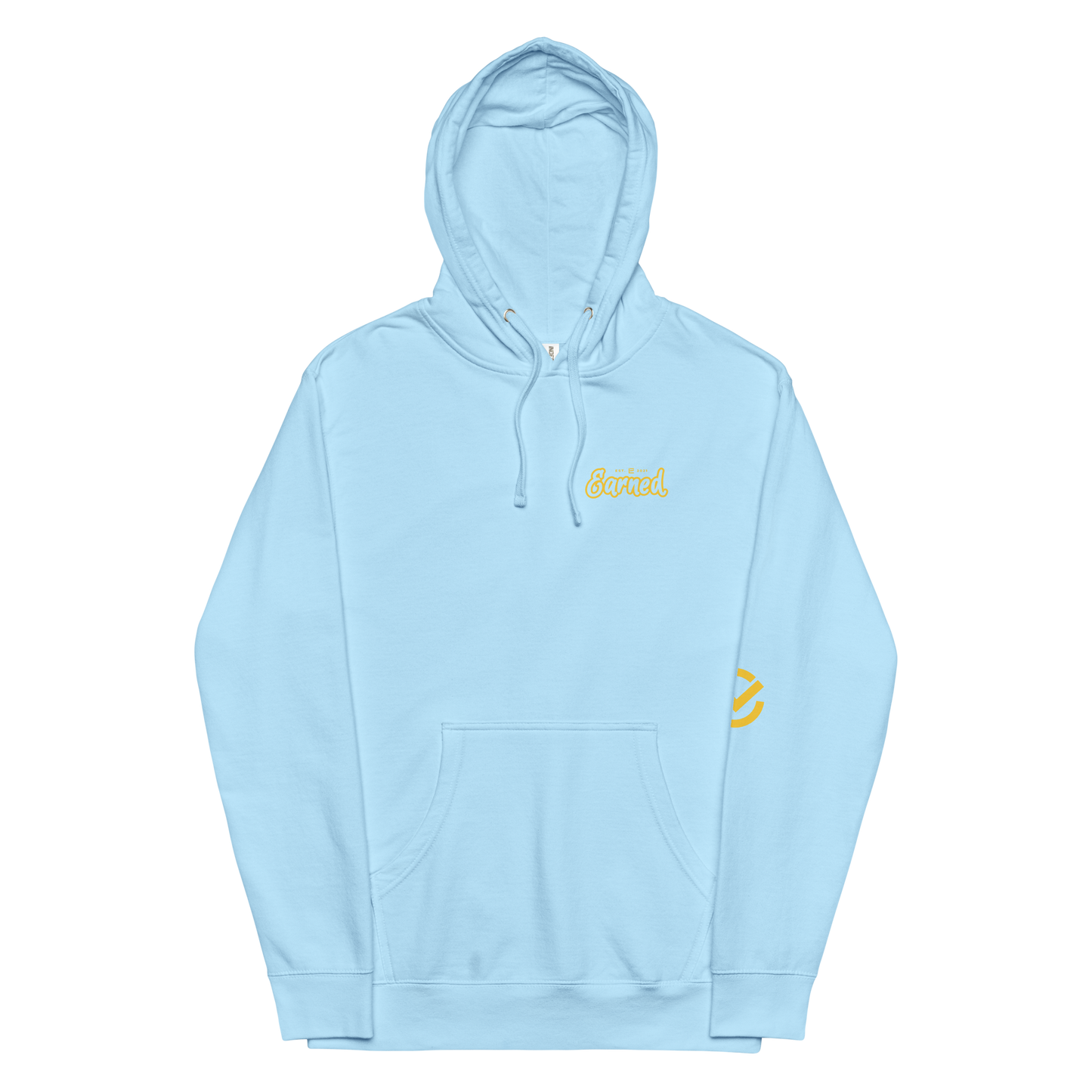 EARNED SCRIPT CREST Unisex Hoodie - Light Blue