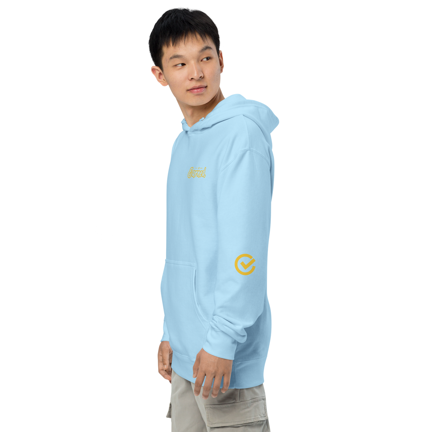 EARNED SCRIPT CREST Unisex Hoodie - Light Blue