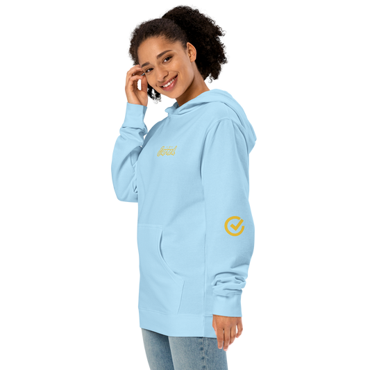 EARNED SCRIPT CREST Unisex Hoodie - Light Blue