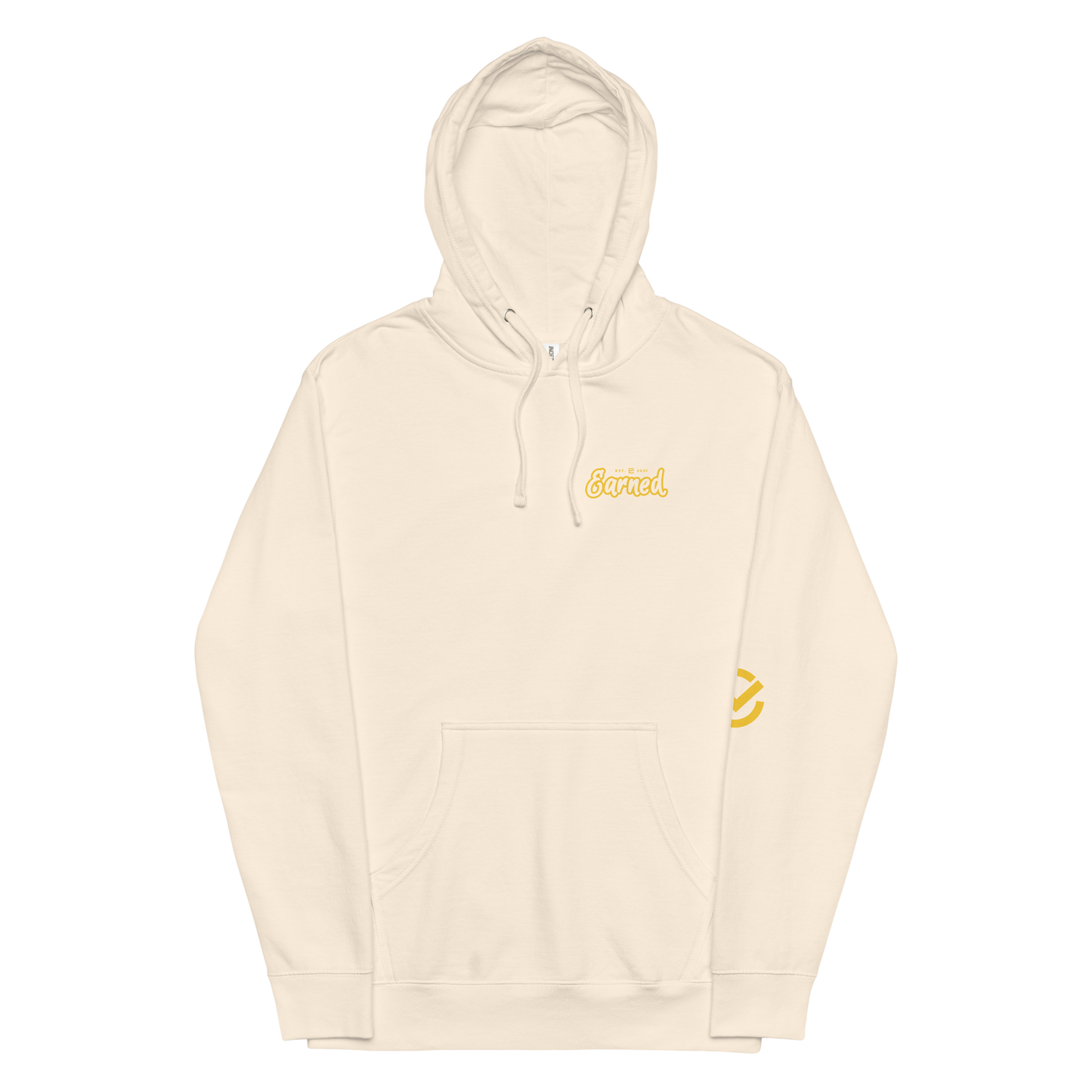 EARNED SCRIPT CREST Unisex Hoodie - Ivory