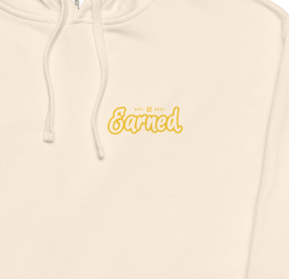 EARNED SCRIPT CREST Unisex Hoodie - Ivory