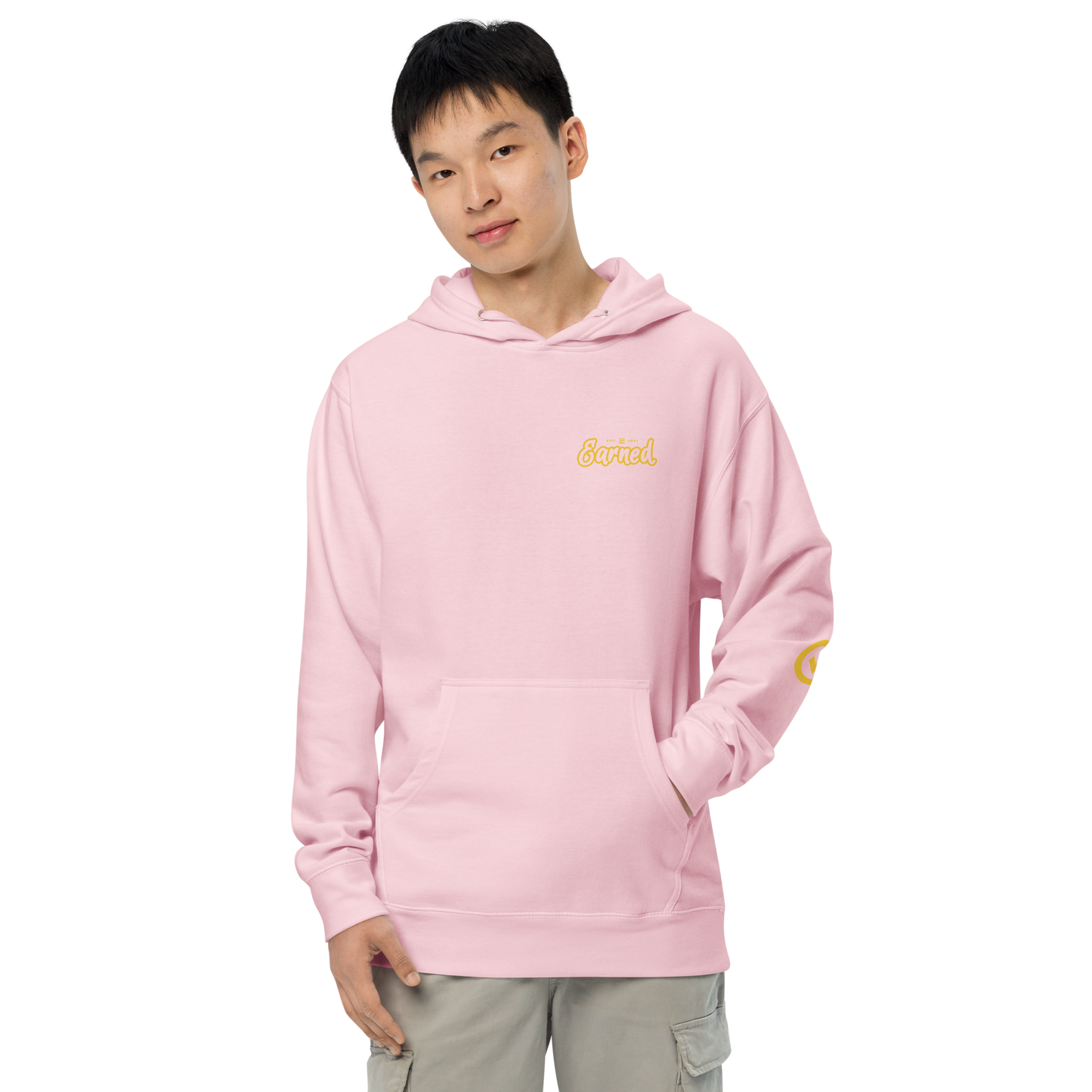 EARNED SCRIPT CREST Unisex Hoodie - Pink